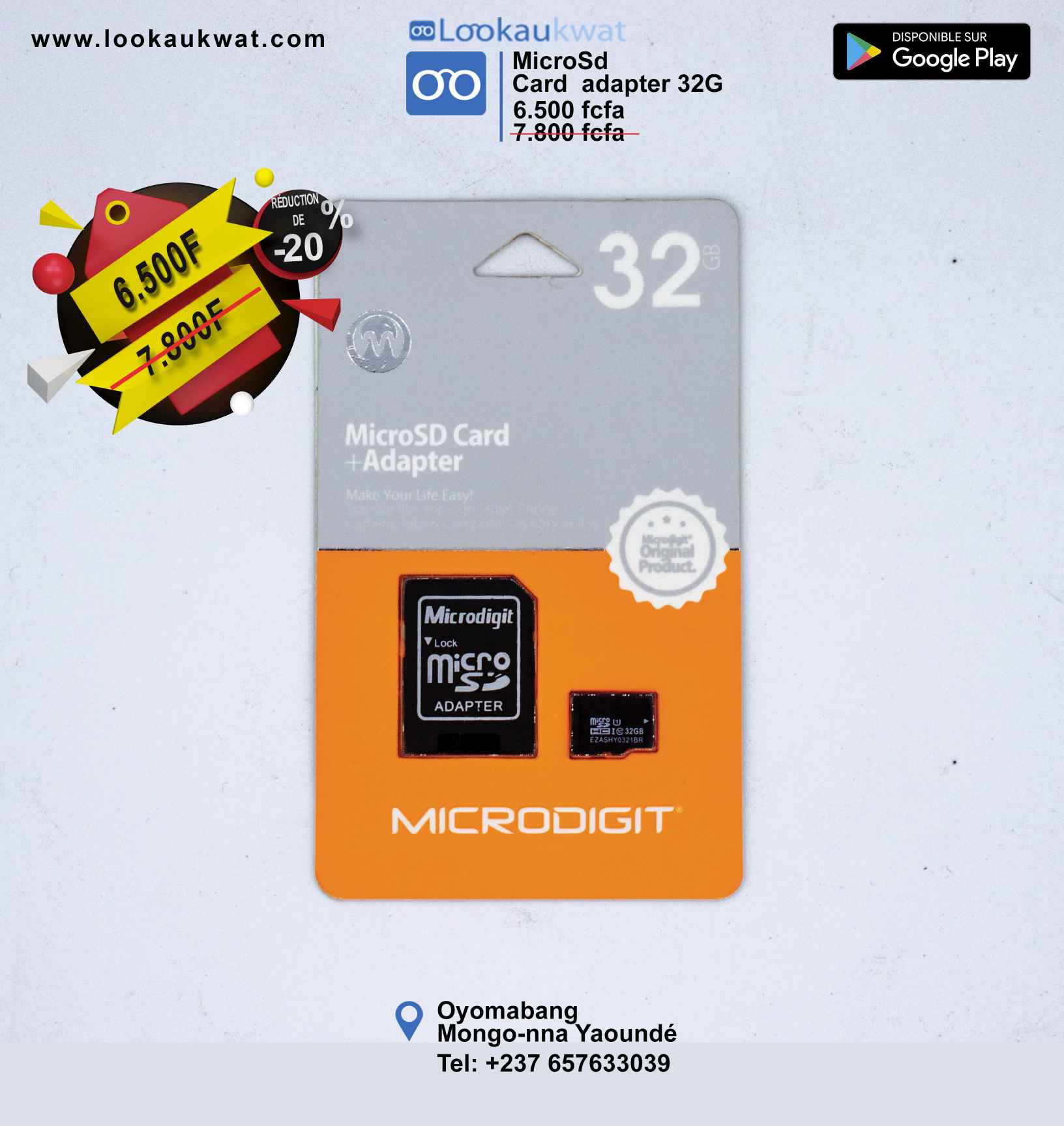 LookAuKwat carte mémoire de 32 gigas microdigit